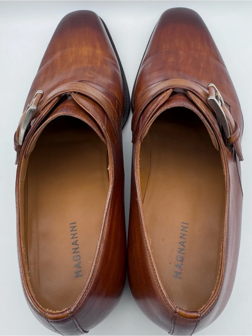 Magnanni Marco II Monk Strap Oxford Brown Cuero Leather Men 11 M Made In Spain